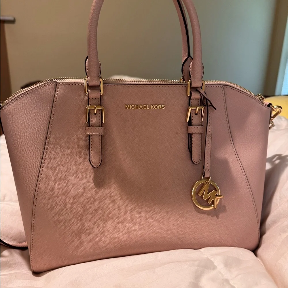 Michael Kors Blush Pink Saffiano Leather Satchel | Gold Hardware